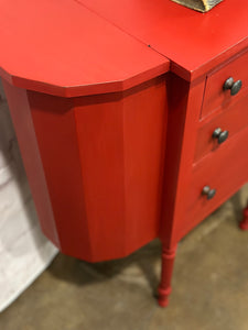 Red Martha Washington Sewing Cabinet
