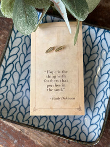 Literary Quote Earrings Feather