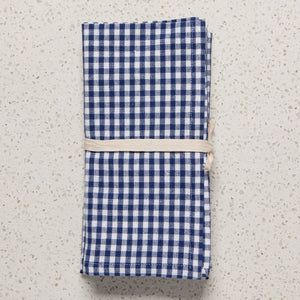 Recycled Cotton 2nd Spin Blue Gingham Napkins Set of 4