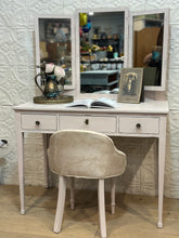 Load image into Gallery viewer, Vintage Blush Pink Vanity with Chair
