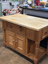 Load image into Gallery viewer, Pine And Butcher Block Kitchen Island