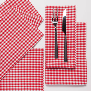 Recycled Cotton 2nd Spin Red Gingham Napkins Set of 4