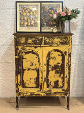 Load image into Gallery viewer, Chippy Yellow Vintage Chest of Drawers