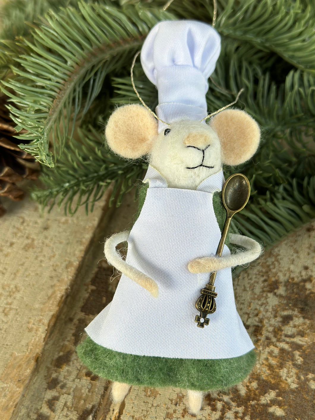 Wool Felt Mouse Chef with Spoon
