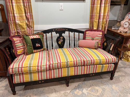 Hand painted Black Settee with Pillows
