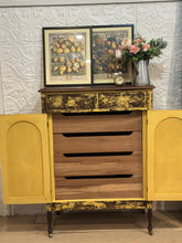 Load image into Gallery viewer, Chippy Yellow Vintage Chest of Drawers