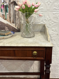 Antique Victorian White Marble Washstand