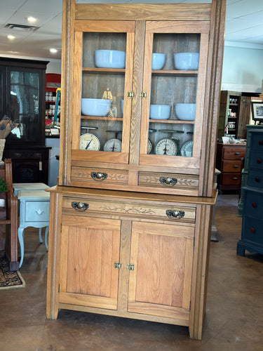 Antique Primitive Pine Stepback Cupboard