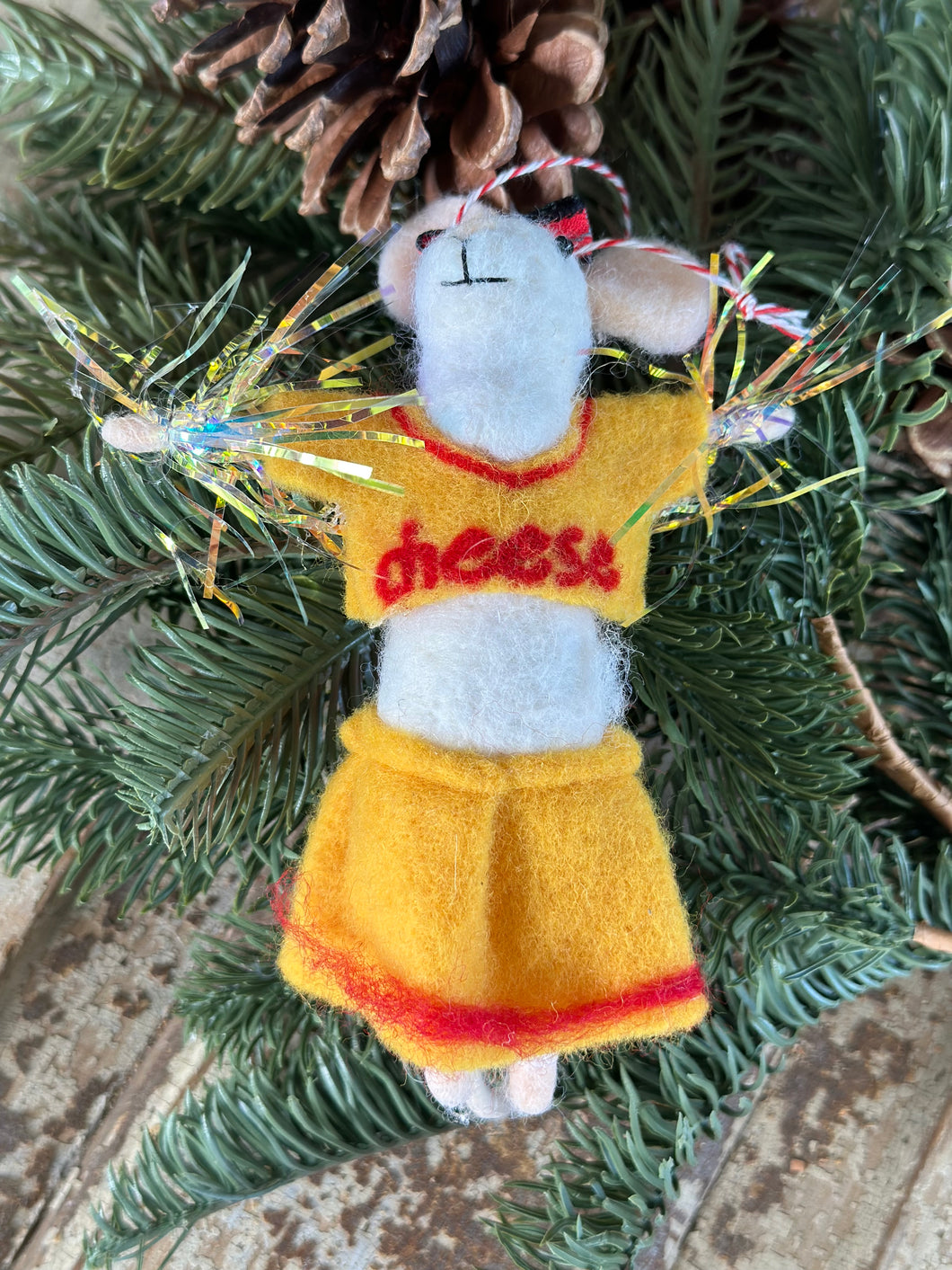 Wool Felt Mouse Cheese Cheerleader