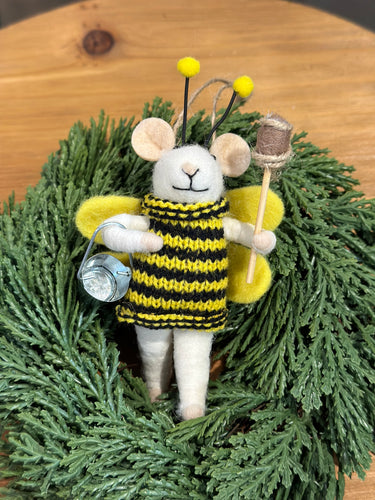 Wool felt Bee Mouse with bucket