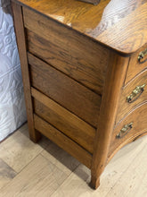 Load image into Gallery viewer, Antique Curved Oak Dresser with mirror