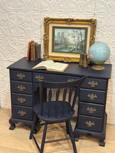 Load image into Gallery viewer, Vintage Navy Desk and Chair
