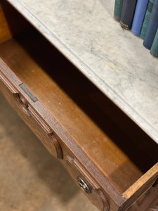 3 Drawer Antique Marble Top Side Dresser