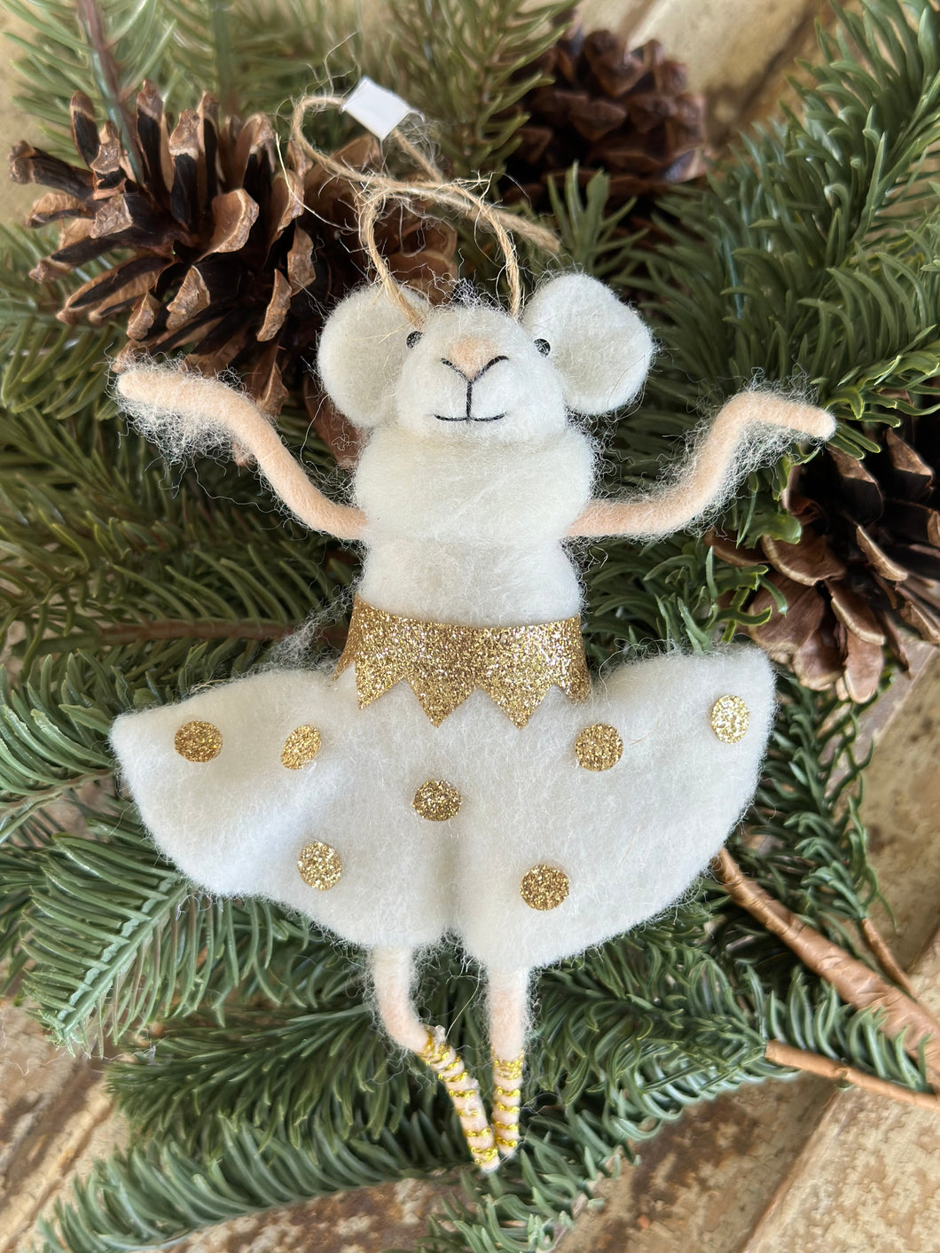 Wool Felt Mouse Polka Dot Ballerina