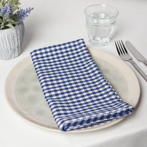 Recycled Cotton 2nd Spin Blue Gingham Napkins Set of 4