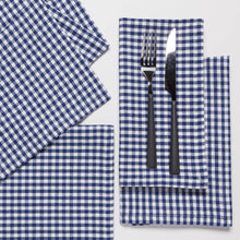 Load image into Gallery viewer, Recycled Cotton 2nd Spin Blue Gingham Napkins Set of 4