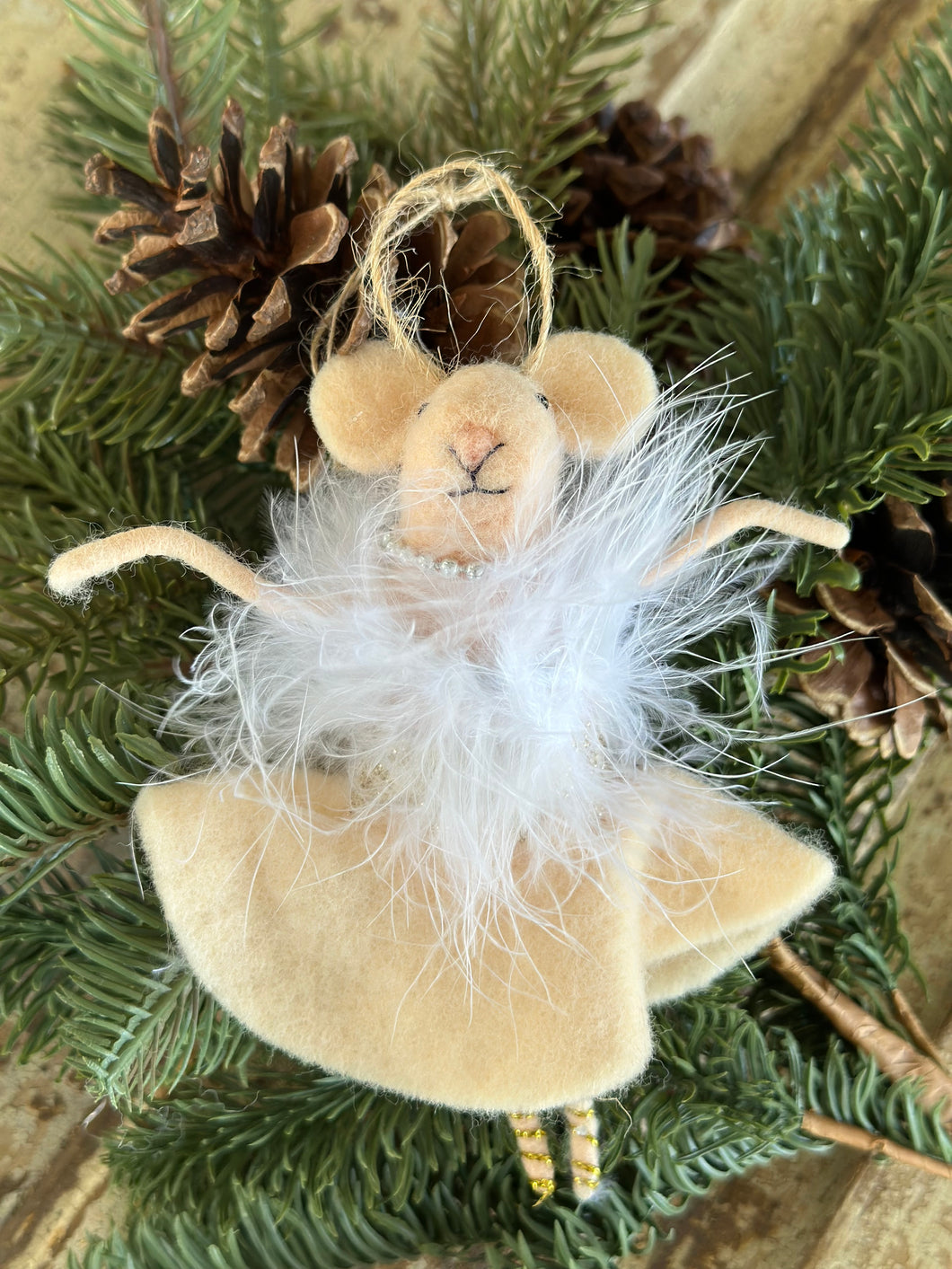 Wool Felt Mouse Ballerina pink Dress