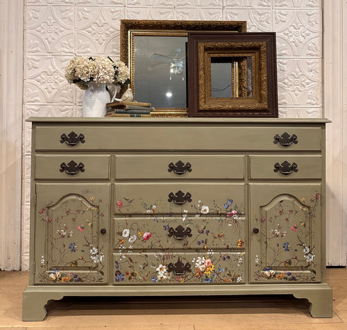 Henkel Harris Green Floral Buffet