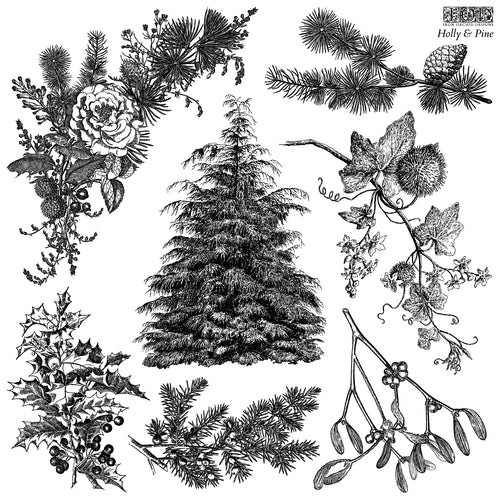 IOD Holly and Pine Stamp
