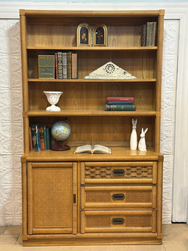 Dixie Wicker Weve Dresser with Bookcase Hutch