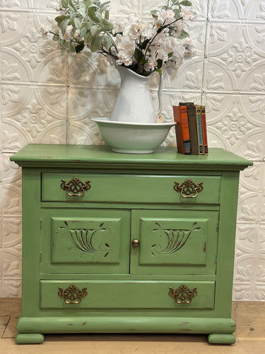 Antique Green Oak Washstand