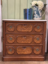 Load image into Gallery viewer, 3 Drawer Antique Marble Top Side Dresser