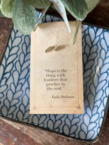 Literary Quote Earrings Feather