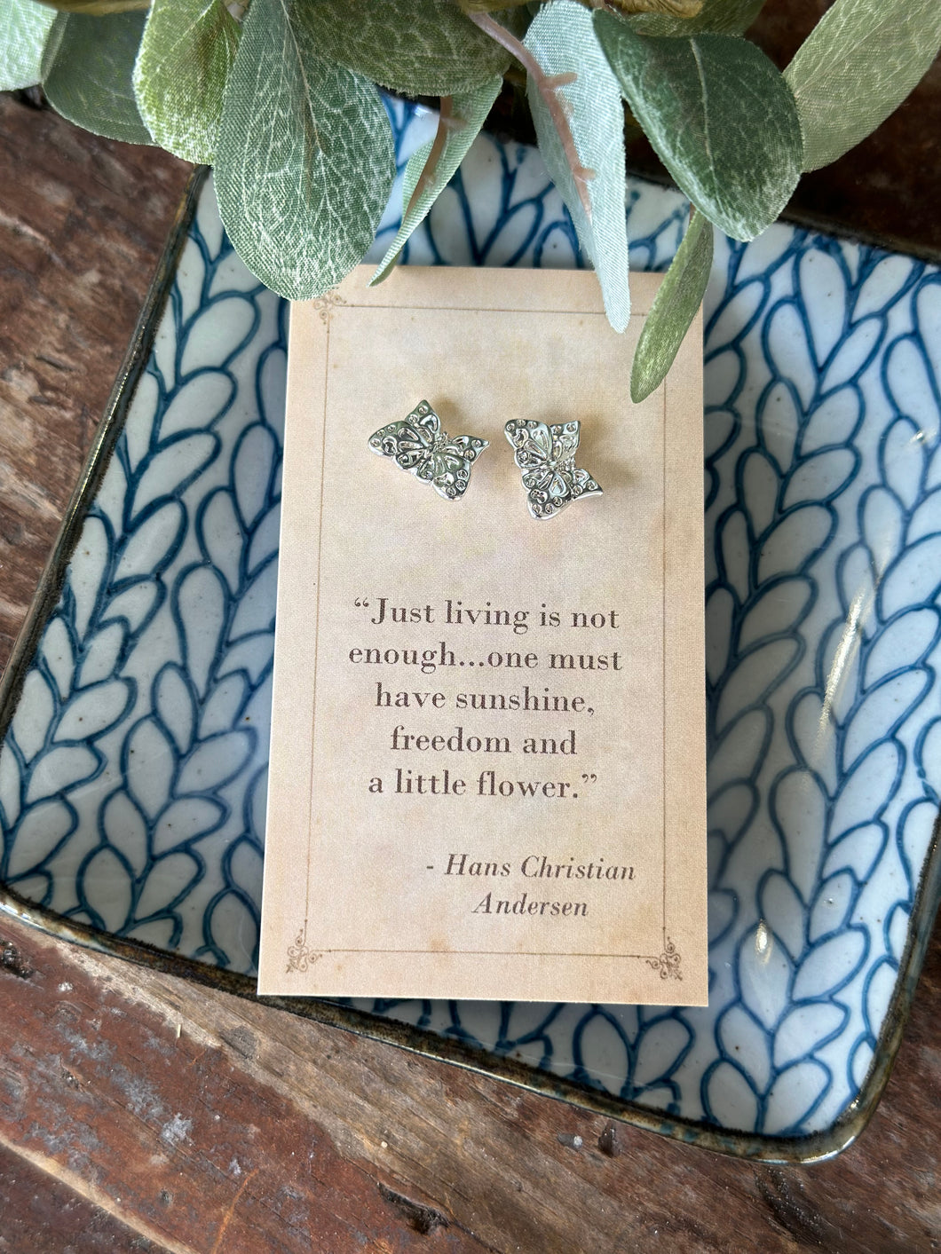 Literary Quote Earrings Butterfly