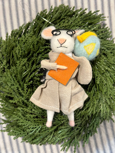 Wool Felt Teacher Mouse Ornament