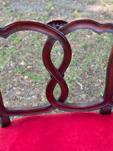 Load image into Gallery viewer, Red Velvet Mahogany Settee