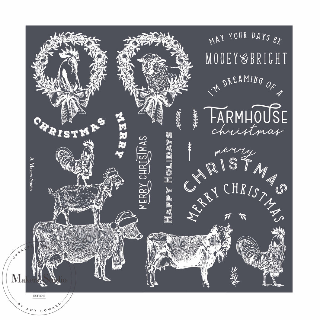 Farmhouse Christmas - Mesh Stencil 12x12