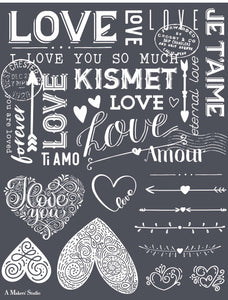 Mesh Stencil-2-pack-Love Love Love- 4.25 x 11