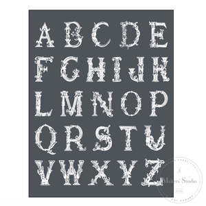 Mesh Stencil - Jasmine Alphabet 8.5x11