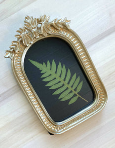Real Pressed Fern Frond in Gold Arch Frame