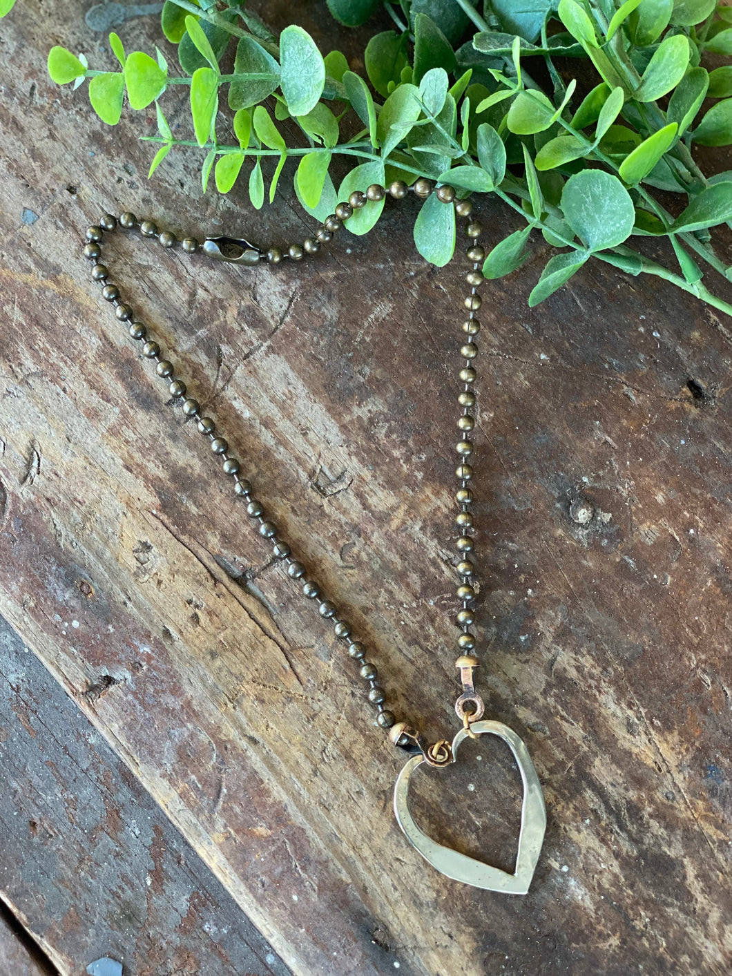 Fork Tine Bronze Heart Necklace