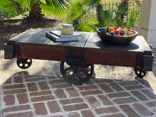 Load image into Gallery viewer, Vintage Railroad Factory Cart Coffee table