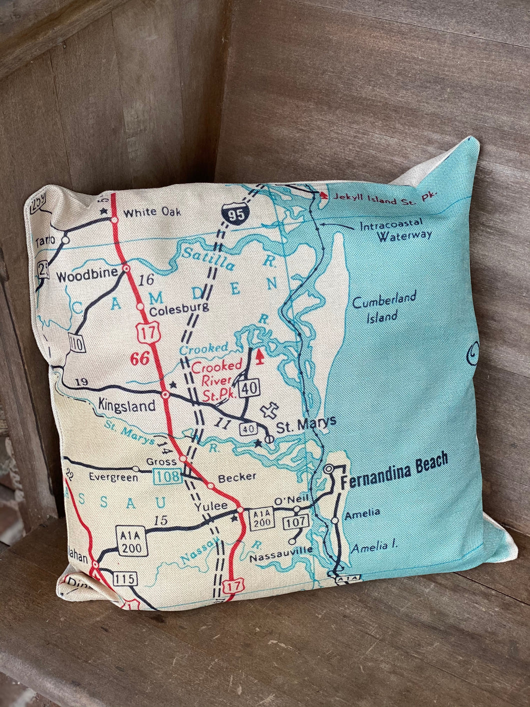 St. Marys Fernandina Map Pillow Cover