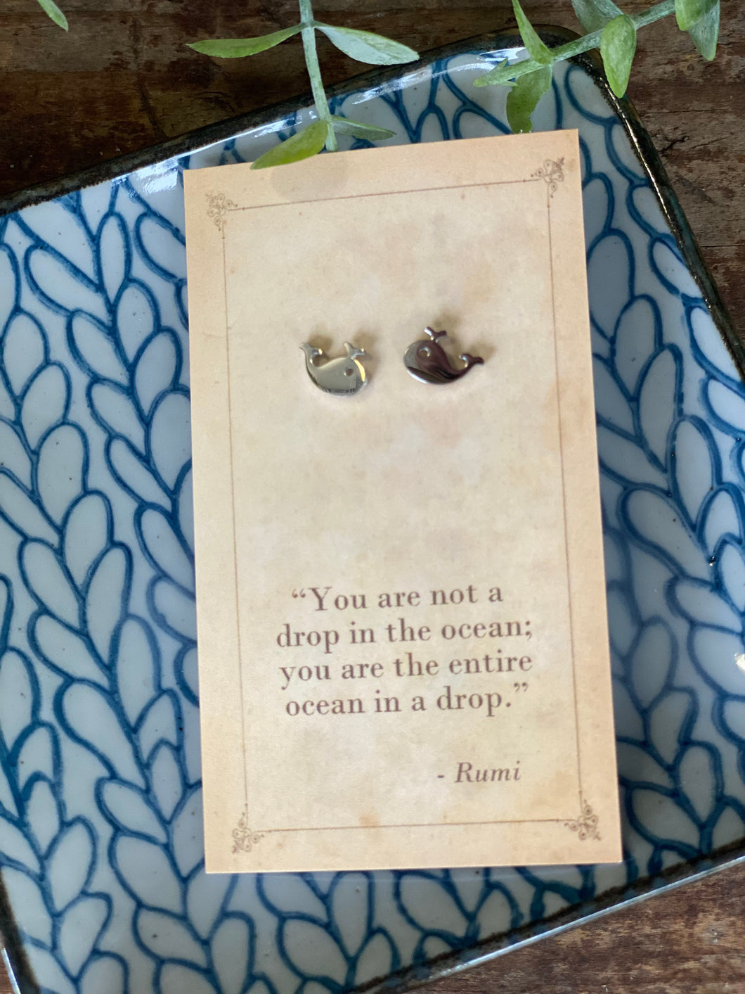 Literary Quote Whale Post Earrings