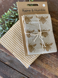 Bumble Bee Stripe Mustard Towels